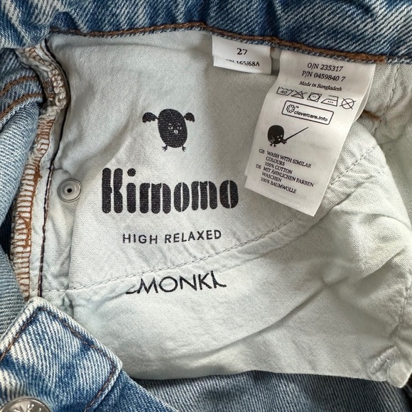 Monki Kimomo High Relaxed Light Wash Denim Jeans Womens Size 27 Mom Skater - Picture 4 of 11